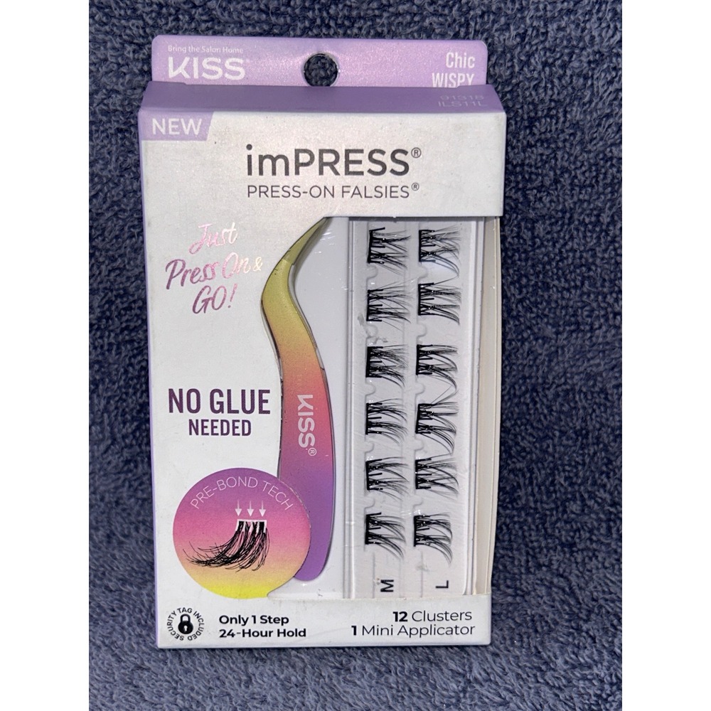 Kiss imPRESS Press-On Falsies Chic Wispy False Eyelashes Clusters 12 count